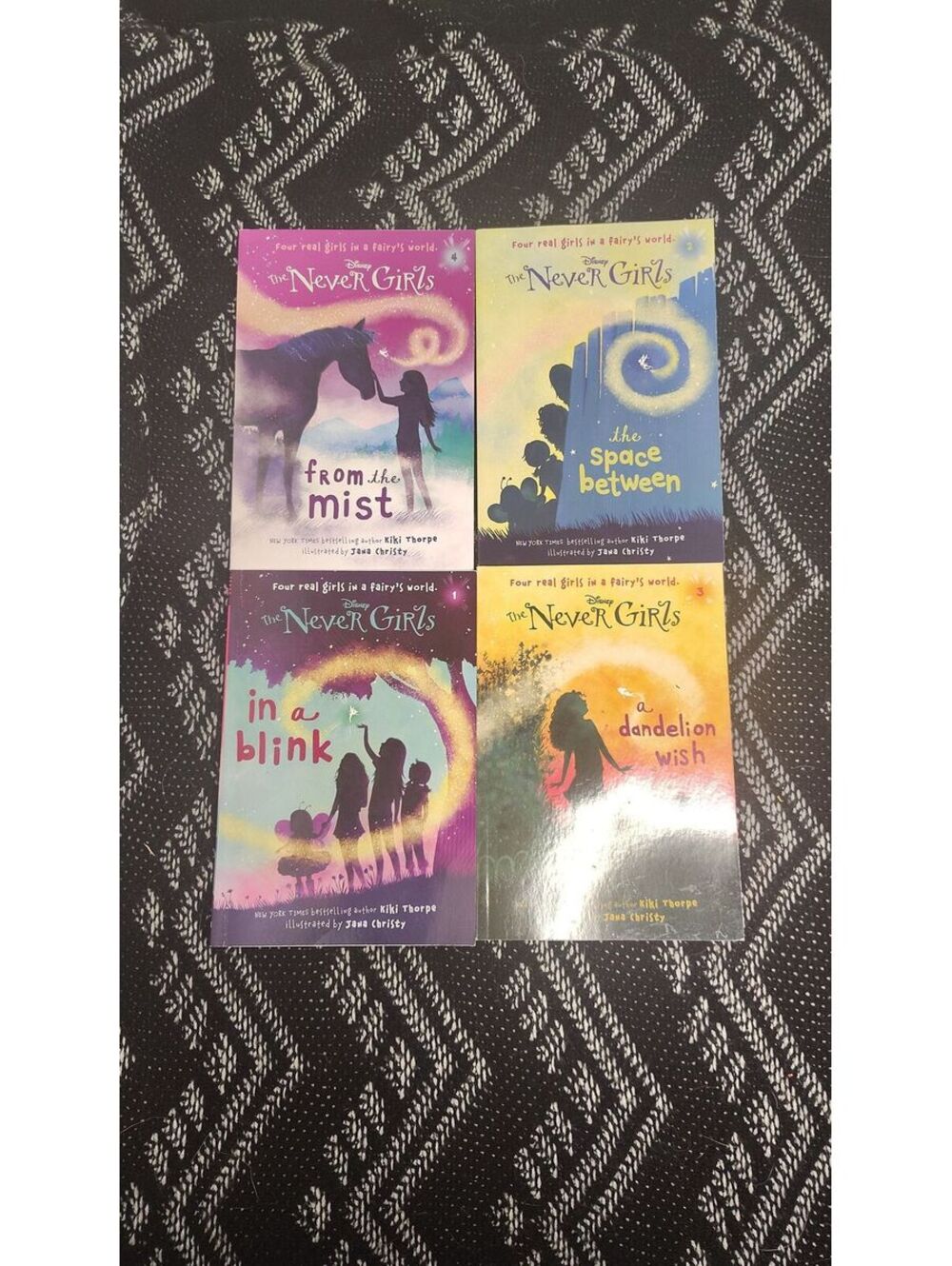 Disney Never Girls Books 1-4 Lot Kiki Thorpe From the Mist Dandelion Wish